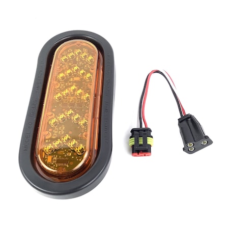 Truck-Lite 60 Series, Sequential Arrow, Led, Yellow Oval, 25 Diode, Auxiliary Turn Signal, Black Grommet 60080Y
